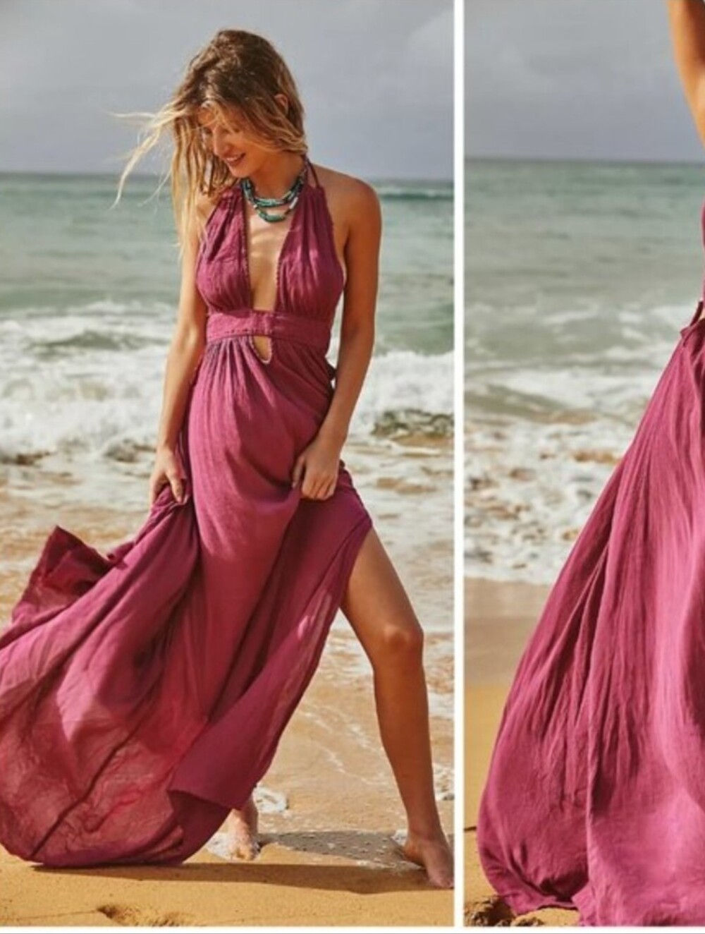 Free People Bohemian Maxi Dress Burgundy XS